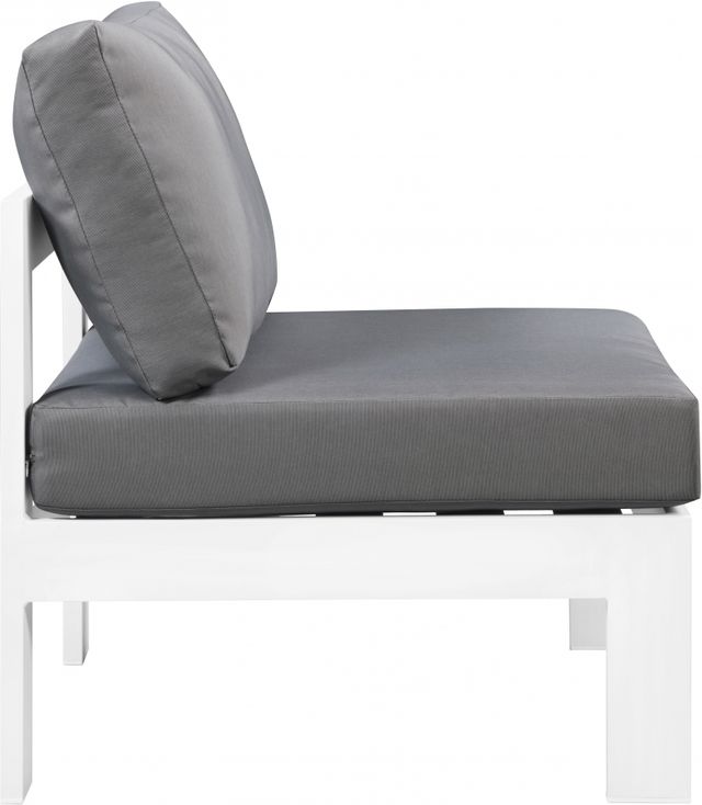 Meridian Furniture Nizuc Grey Waterproof Fabric Outdoor Patio Aluminum Armless Chair-2