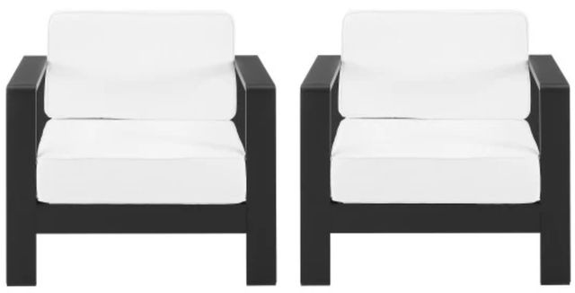Linon Key Largo 2-Piece Black/White Aluminum/Fabric Upholstered Outdoor Conversation Set-3