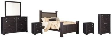 Signature Design by Ashley® Reylow 6-Piece Dark Brown Queen Poster Bed Set-0