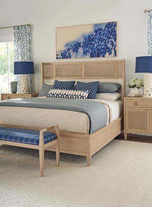 Lexington Home Sunday Morning Sagamore Pearl King Cane Upholstered Bed-3