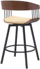 Armen Living Athena Black/Cream/Walnut Swivel Counter Stool-4