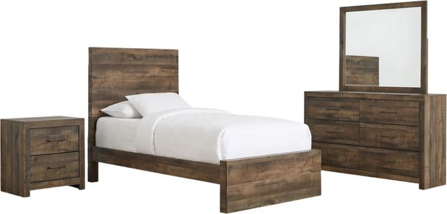 Elements International Bailey 4-Piece Warm Walnut Youth Twin Panel Bedroom Set-0