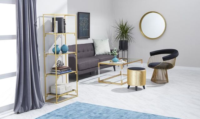 Deco Marche Gold Stool with Sequins-3