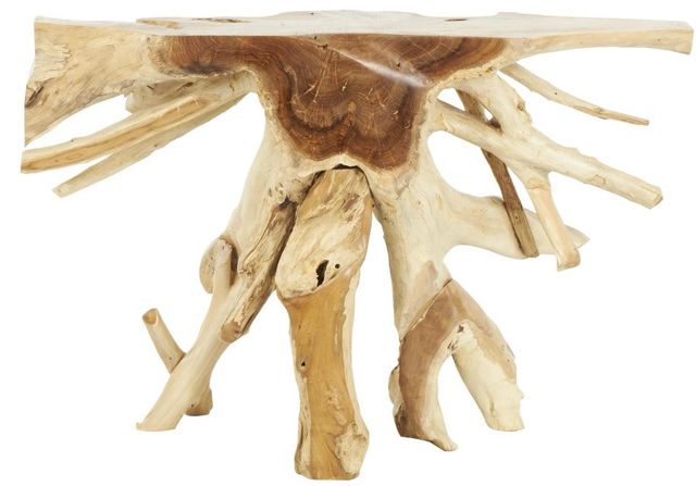 Deco Marche Brown Tree Tunk Teak 48'' Console Table-2