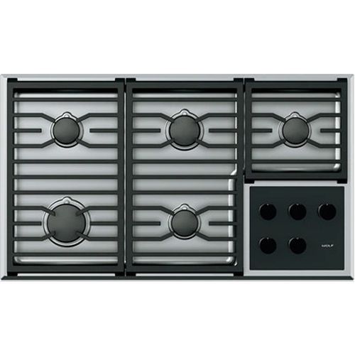 Wolf® 36" Stainless Steel Transitional Liquid Propane Cooktop-0