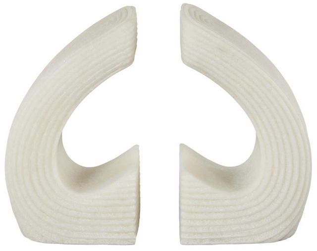 Deco Marche 2-Piece White Heart Inspired Decorative Bookends with Shimmer Details Set-1