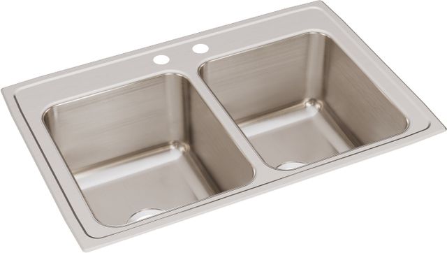 Elkay Lustertone® Classic Lustrous Satin 33" x 22" x 12-1/8" 2-Hole Equal Double Bowl Drop-In Sink-0
