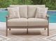 Signature Design by Ashley® Cliffs Beach Beige/Driftwood Fabric/Plastic Outdoor Loveseat-1