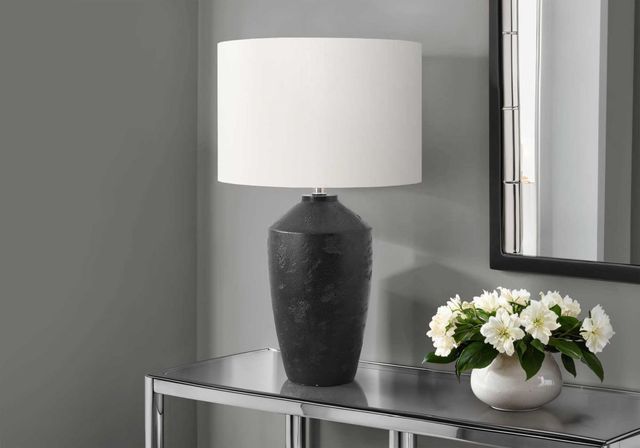 Monarch Specialties Inc. Black Concrete Table Lamp with Ivory Shade-2