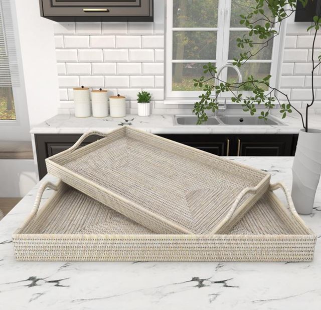 Deco Marche 2-Piece Cream Rectangular Tray Set-3