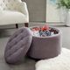 Olliix by Madison Park Grey Sasha Round Ottoman with Shoe Holder Insert-3