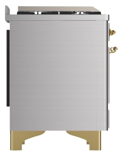 Ilve® Majestic III 40" Stainless Steel Pro Style Dual Fuel Natural Gas Range with Triple Glass Door and Brass Trim-3