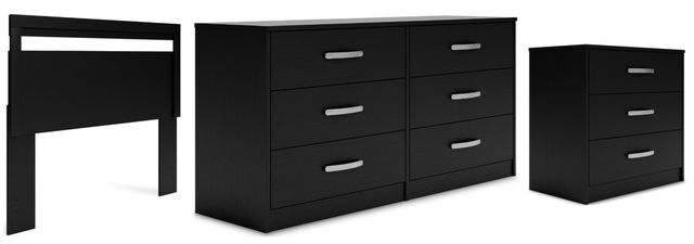 Signature Design by Ashley® Finch 3-Piece Black Queen Panel Headboard Bedroom Set-0