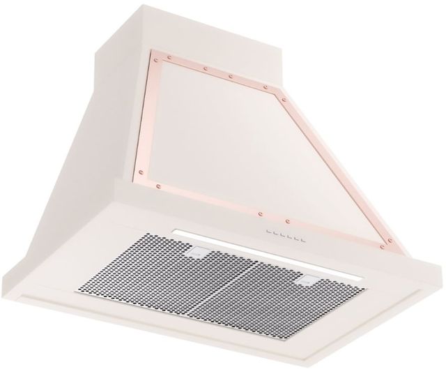 Ilve® Nostalgie II Noblesse 30" Antique White Wall Mounted Range Hood with Copper Trim-1