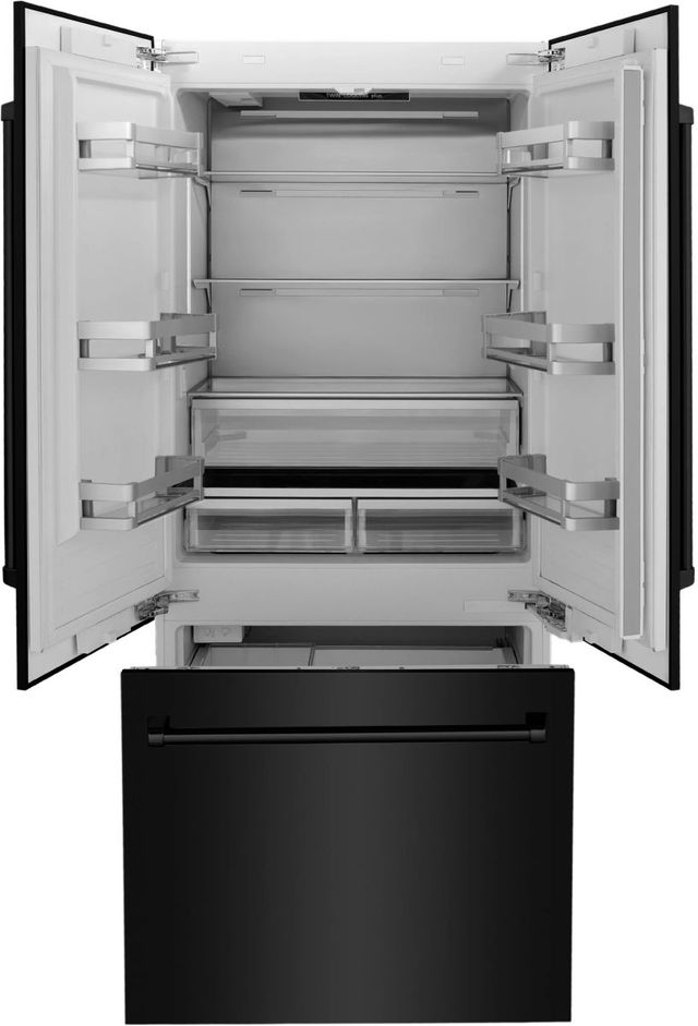 ZLINE 36" 19.6 Cu. Ft. Black Stainless Steel Built-In French Door Refrigerator with Bright White Interior-1