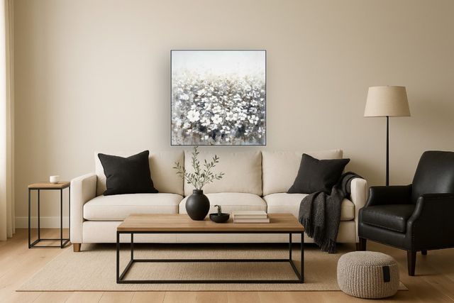 Classy Living Whispering Ivory Meadow Wall Art-1