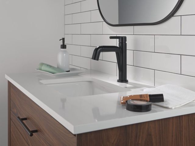 Delta Nicoli® Matte Black Single Handle Pull-Down Bathroom Faucet-3