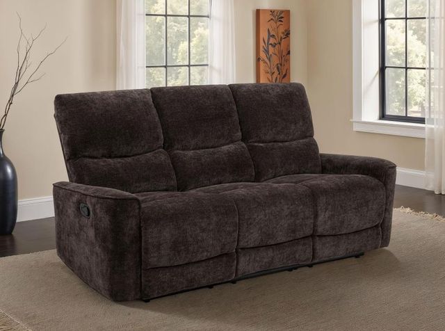 Coaster® Navarro Dark Brown Chenille Manual Upholstered Reclining Sofa-1
