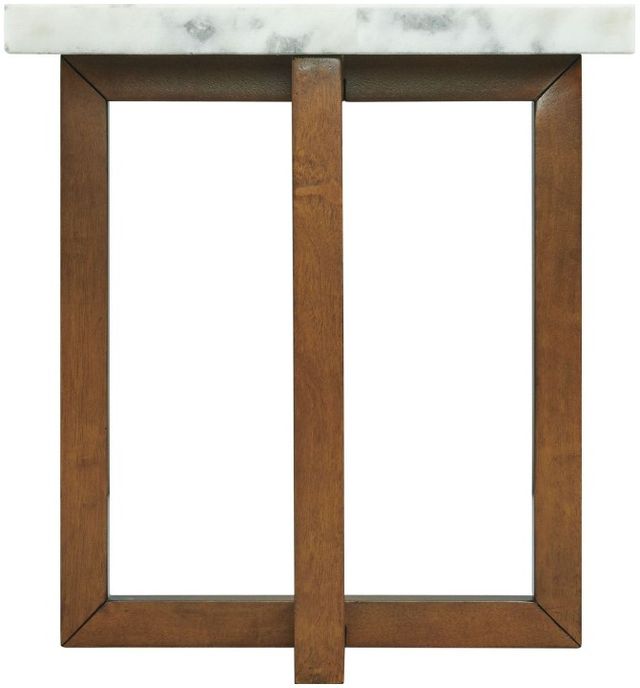 Elements International Morris Espresso End Table with White Marble Top-3