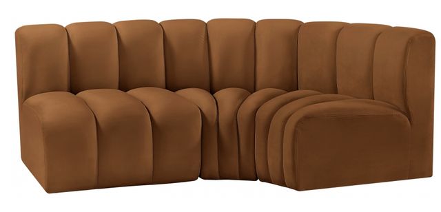 Meridian Furniture Arc 3-Piece Saddle Velvet Sectional-1