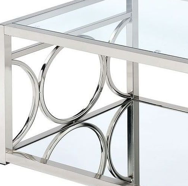 Furniture of America® Rylee Glass Top Coffee Table with Chrome Base-2