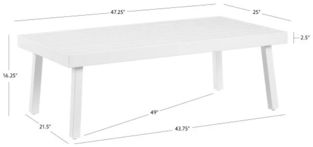 Linon Alora White Aluminum Outdoor Coffee Table-2