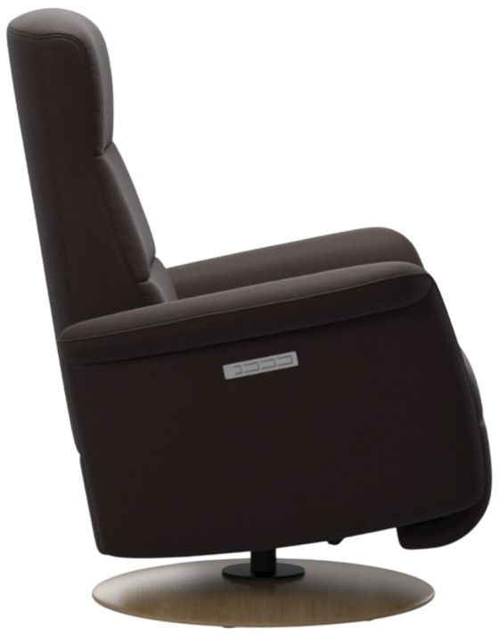 Stressless® by Ekornes® Customizable Mike Leather Small Power Recliner with Moon Wood Base-2