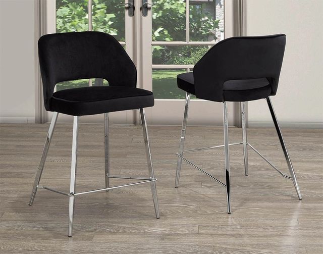 Brassex Inc. Ella 2-Piece Black/Chrome Counter Stool Set-3
