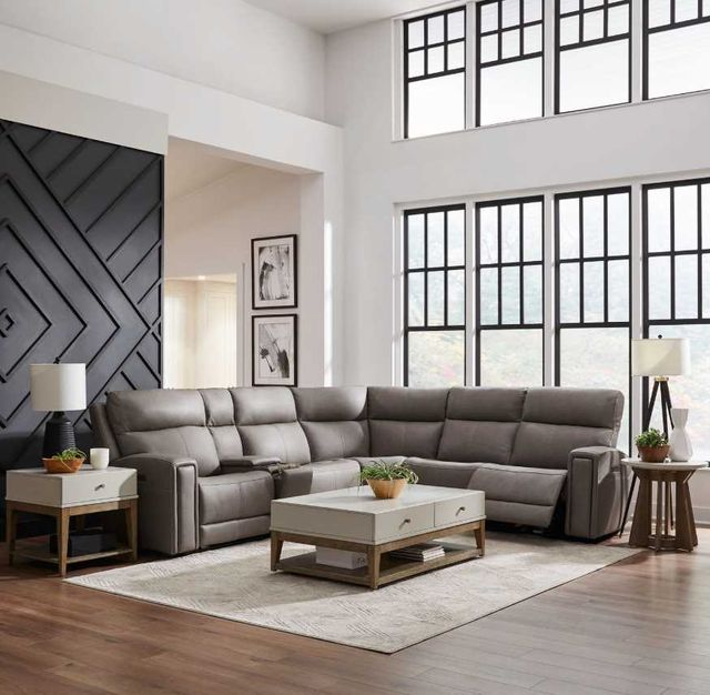 Liberty Furniture Camden 6-Piece Aline Light Gray Leather Power Reclining Curved Sectional-3