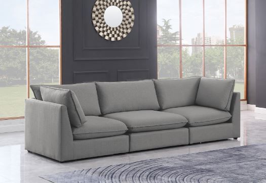 Meridian Furniture Mackenzie Grey 120" Linen Fabric Modular Sofa-2