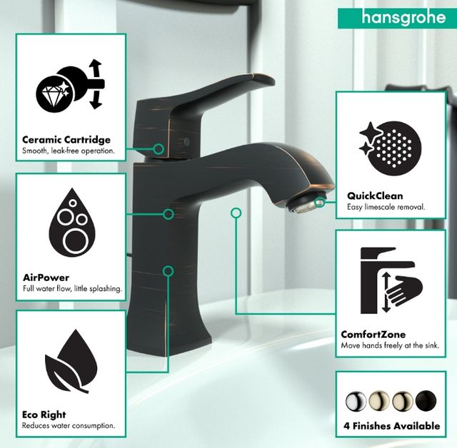 Hansgrohe Metris C Rubbed Bronze 1.2 GPM Single-Hole Faucet with Pop-Up Drain-2