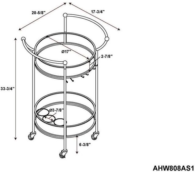 Linon Ullla Round Gold Bar Cart-3