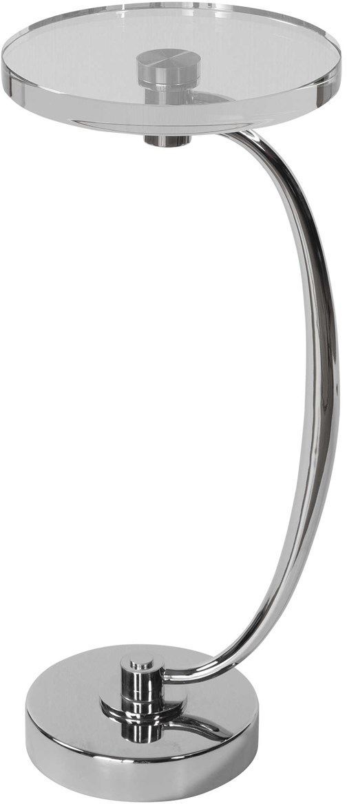 Uttermost® Waveney Crystal Top Drink Table with Polished Nickel Base-3