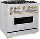 ZLINE Classic Autograph Edition 36" Satin Stainless Steel Pro Style Dual Fuel Range with Champagne Bronze Accents-2