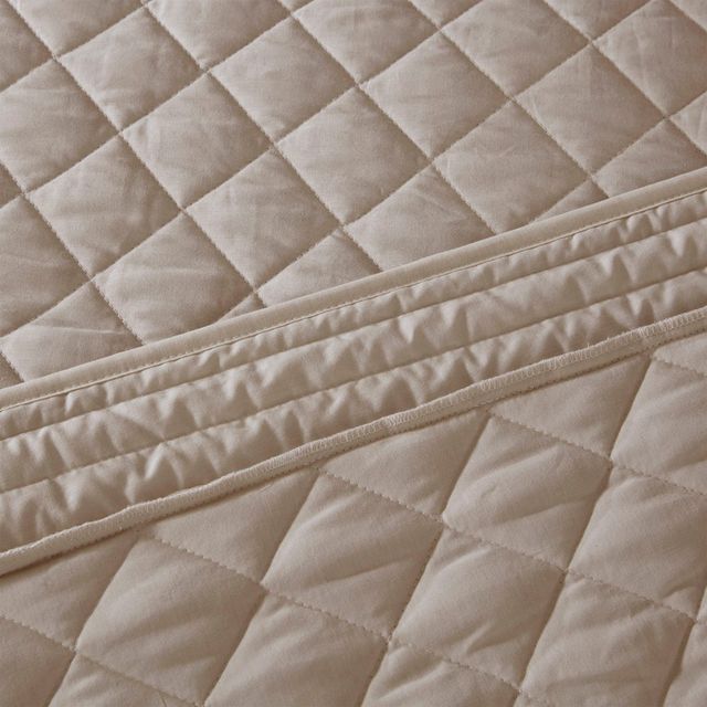 Olliix by Madison Park 4 Piece Khaki Full/Queen Breanna Cotton Reversible Tailored Bedspread Set-4