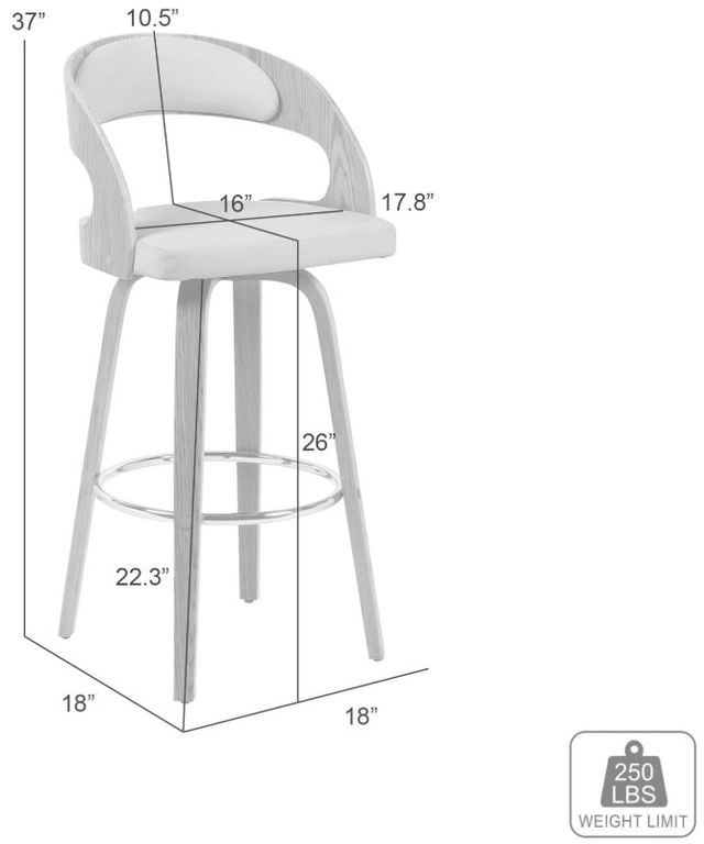 Armen Living Shelly 2-Piece Oak/White Counter Stool Set-2