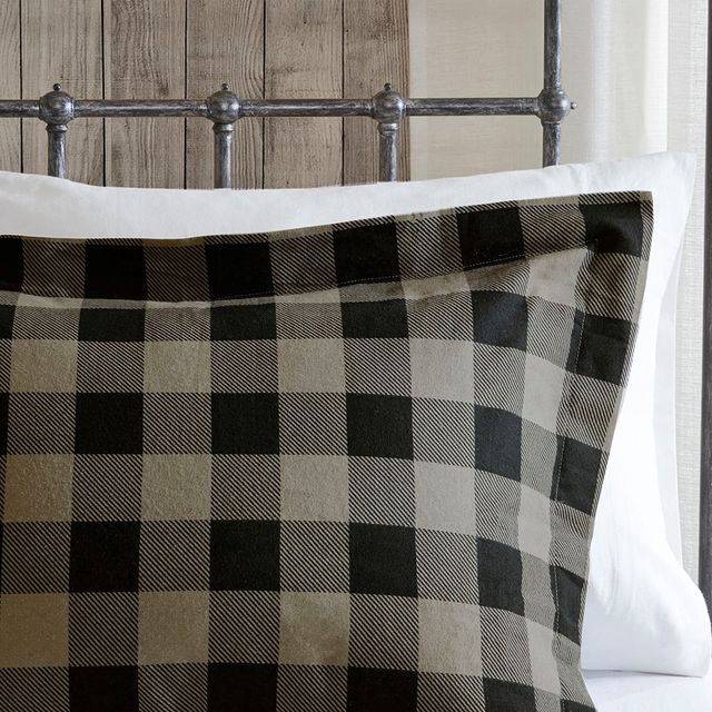 Olliix by Woolrich Black and Tan King/California King Flannel Check Print Cotton Duvet Cover Set-2