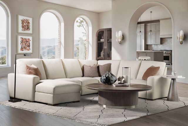 Hooker® Furniture Ready-Made Upholstery Optimus 5-Piece Matera Pearl Power Reclining Sectional-2