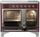 Ilve® Majestic III 40" Burgundy Pro Style Induction Range with Triple Glass Door and Chrome Trim-1