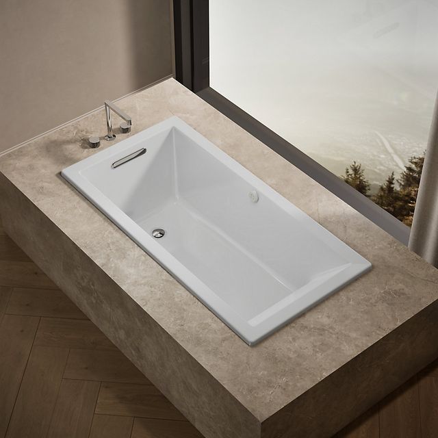 KOHLER® Underscore® White 60" x 30" Drop-In Heated Bubble Massage™ Air Bath-1
