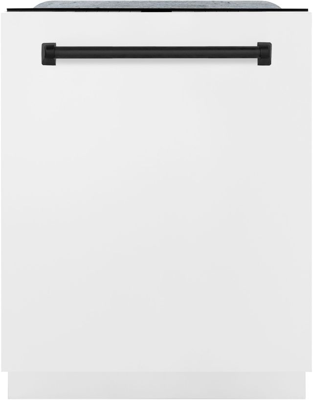 ZLINE Autograph Edition 24" White Matte Built In Dishwasher with Matte Black Handle-0