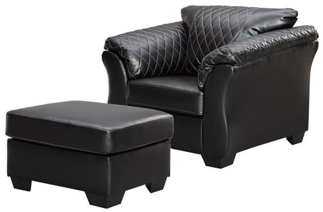 Signature Design by Ashley® Betrillo 2-Piece Black Chair & Ottoman Set-0