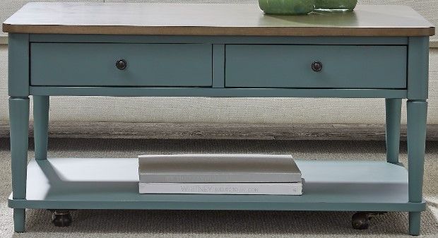 Null Furniture Expressions Gray Birch Rectangular Cocktail Table with Indigo Base -1