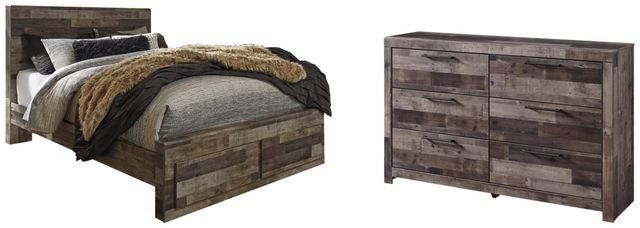 Benchcraft® Derekson 4-Piece Multi Gray Queen Panel Storage Bed Set-0