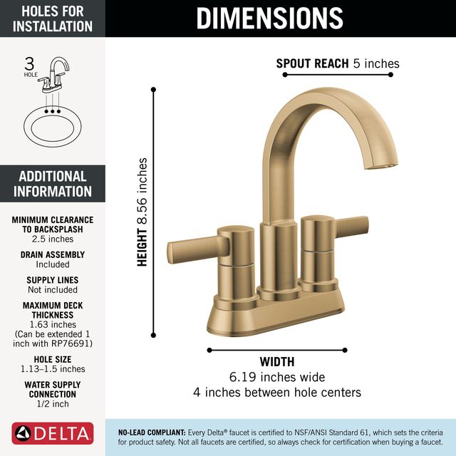 Delta Albion™ Champagne Bronze Two Handle Centerset Bathroom Faucet-1