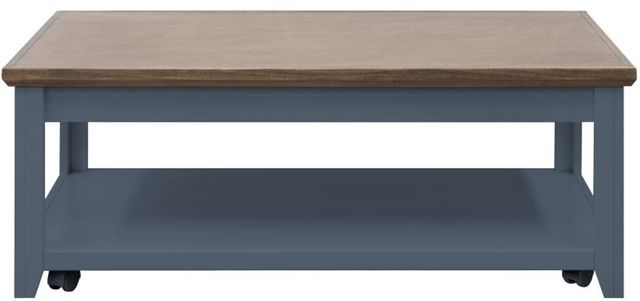 Legends Home Ithaca Bourbon Coffee Table with Blue Denim Base-0