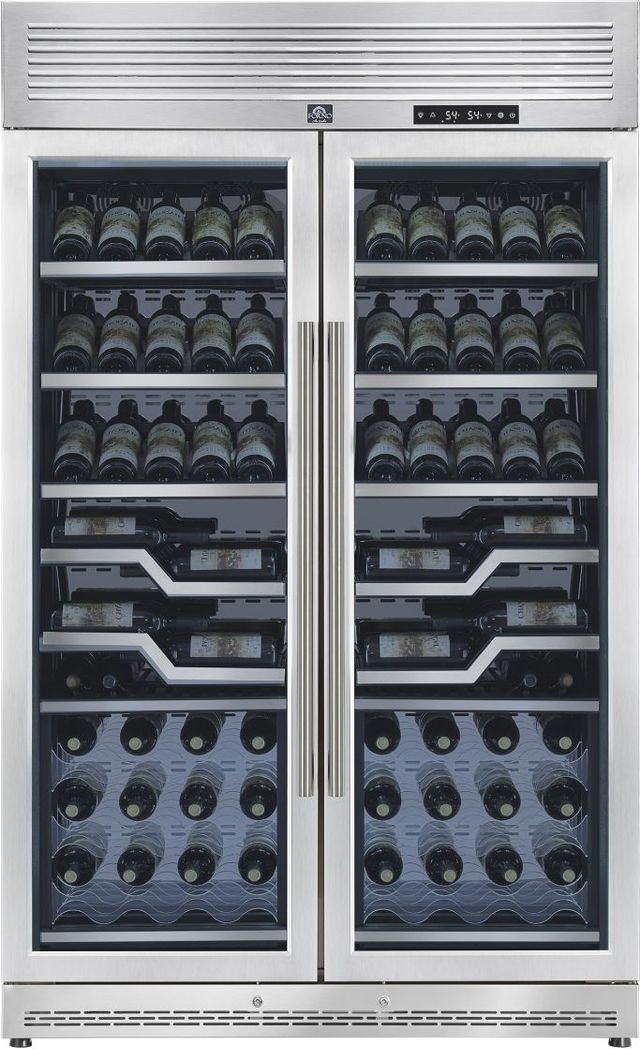 FORNO® Bacco Series Alta Qualita 48" 24 Cu. Ft. Stainless Steel Dual Zone Wine Cooler with -1