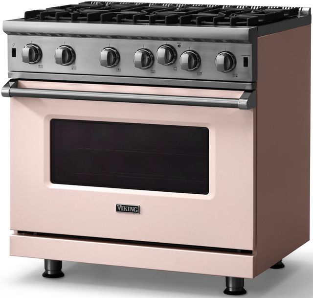 Viking® 5 Series 36" Blush Pro Style Liquid Propane Gas Range-2