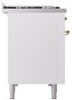 Ilve® Nostalgie II Noblesse 48'' White Pro Style Dual Fuel Range with Brass Trim-2