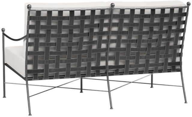 Sunset West Provence Canvas White/Century Pewter Iron Outdoor Loveseat-2